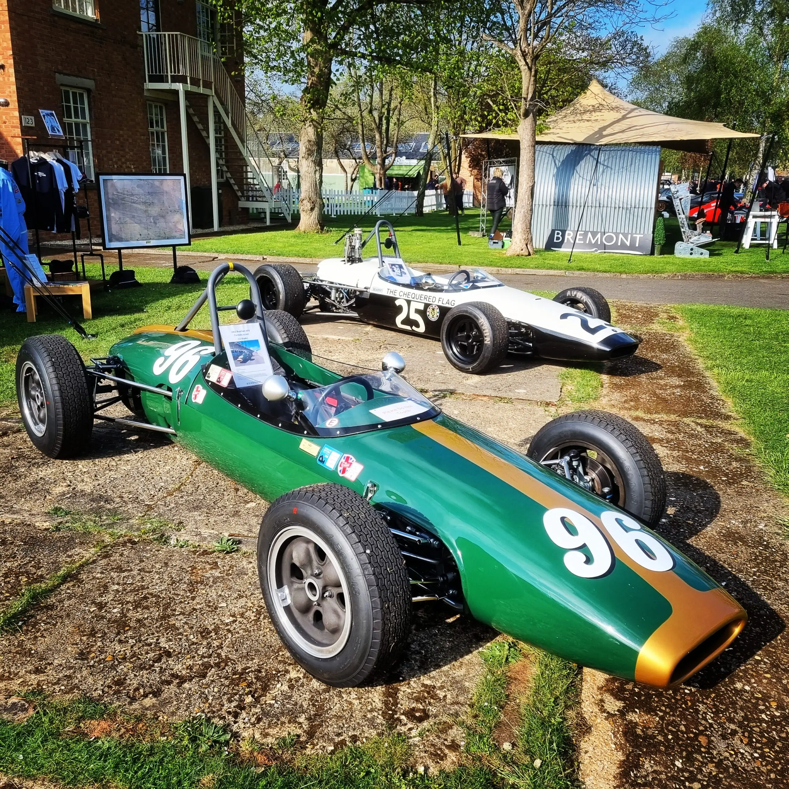 Brabham’s Formula 1 heritage celebrated on the loop lawn, as part of Bicester Heritage’s April Scramble